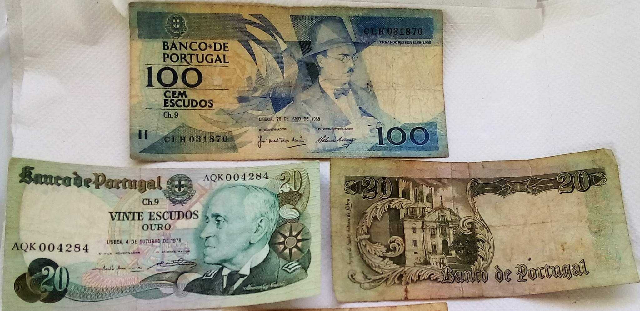 Notas de 100 e 20 escudos