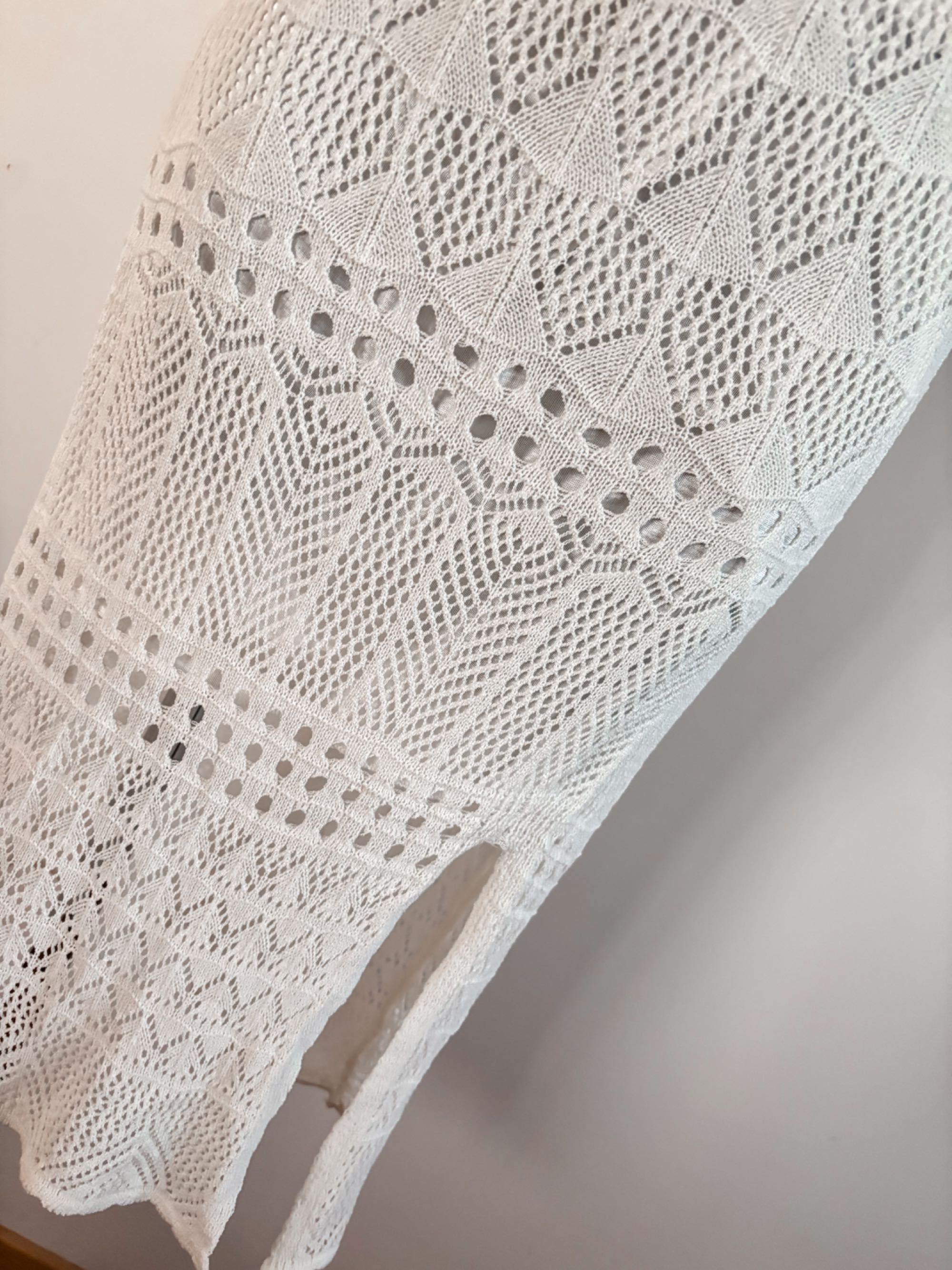 Ażurowy komplet na lato top bluzka pleciona spódnica midi boho zara
