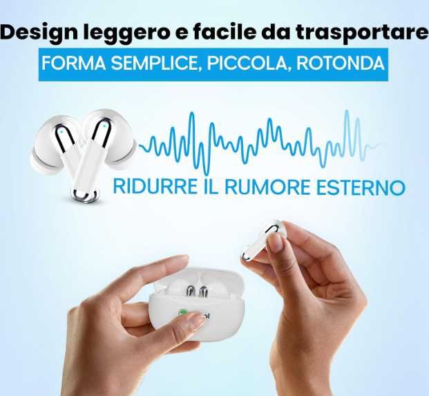 Oguol Słuchawki douszne Bluetooth 5.3 z 4mikrofonami HD bezprzewodowe