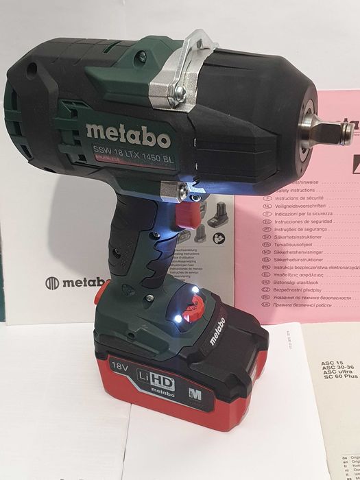 Komplet klucz  + aku 18v 6,2Ah METABO SSW 18 LTX 1450 BL moc 1900Nm