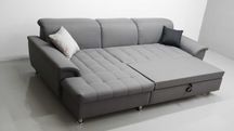 TJR Narożnik funkcja spania szara tkanina kanapa rogówka sofa SALON