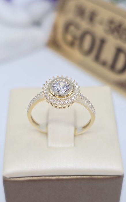 Złoty pierścionek z oczkiem próba 585 14k