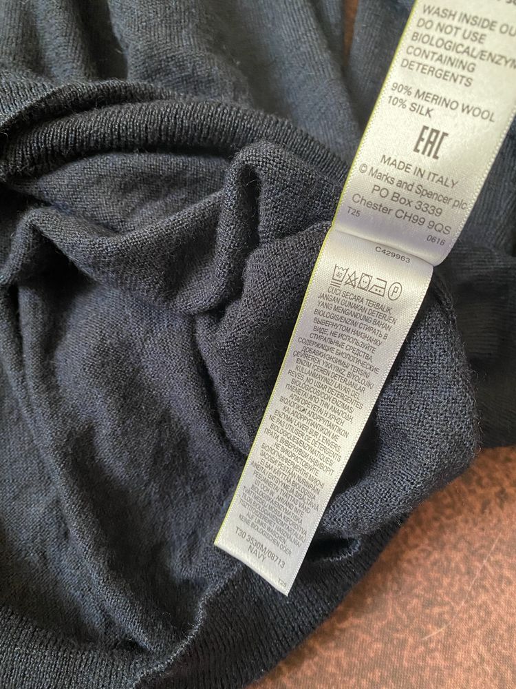 Sweter r. L, merino+silk, M&S