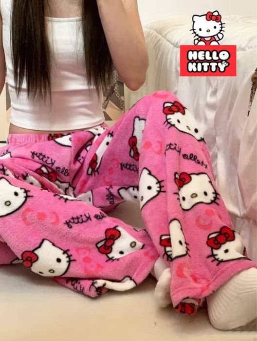 Штани hello kitty | Плюшеві штани | Піжамні штани