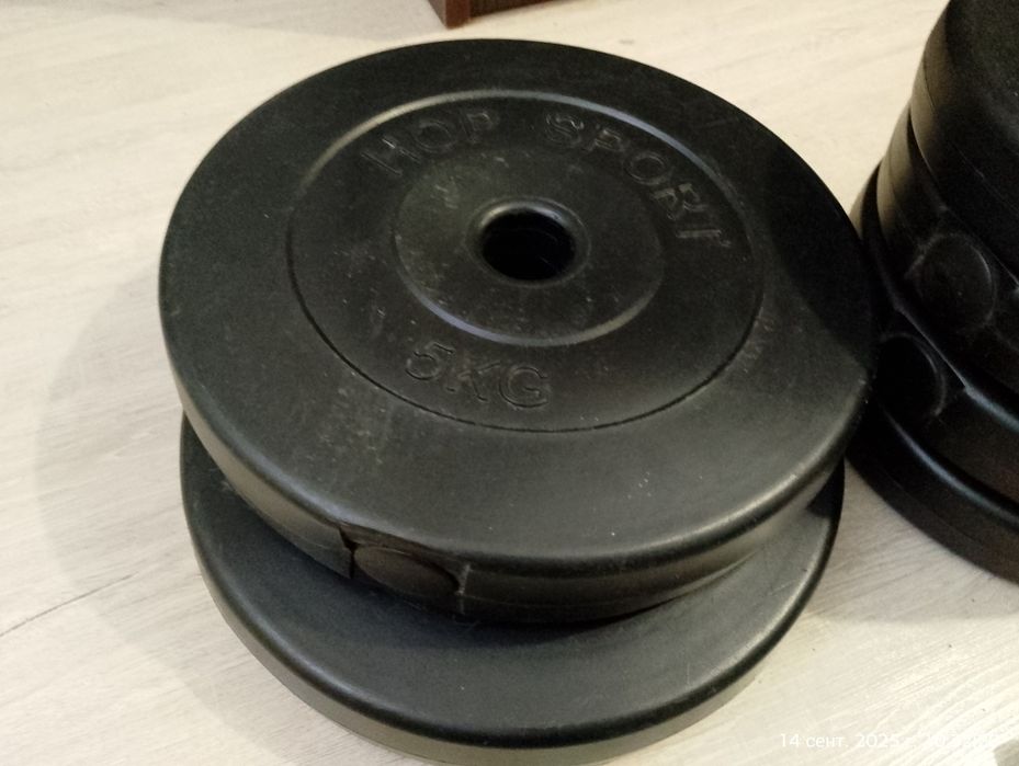 Набір Hop-Sport Premium 36кг штанга-гантелі-диски