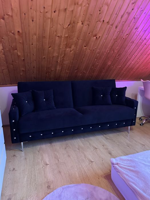 Sofa rozkladana welurowa wymiary 212 cm, spanie 190x116