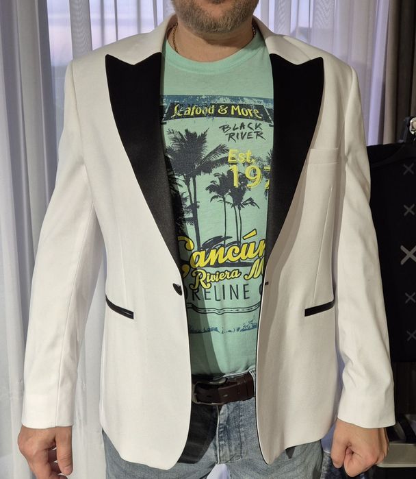 Marynarka biała esemes ślub Bonus r.56 jak nowa