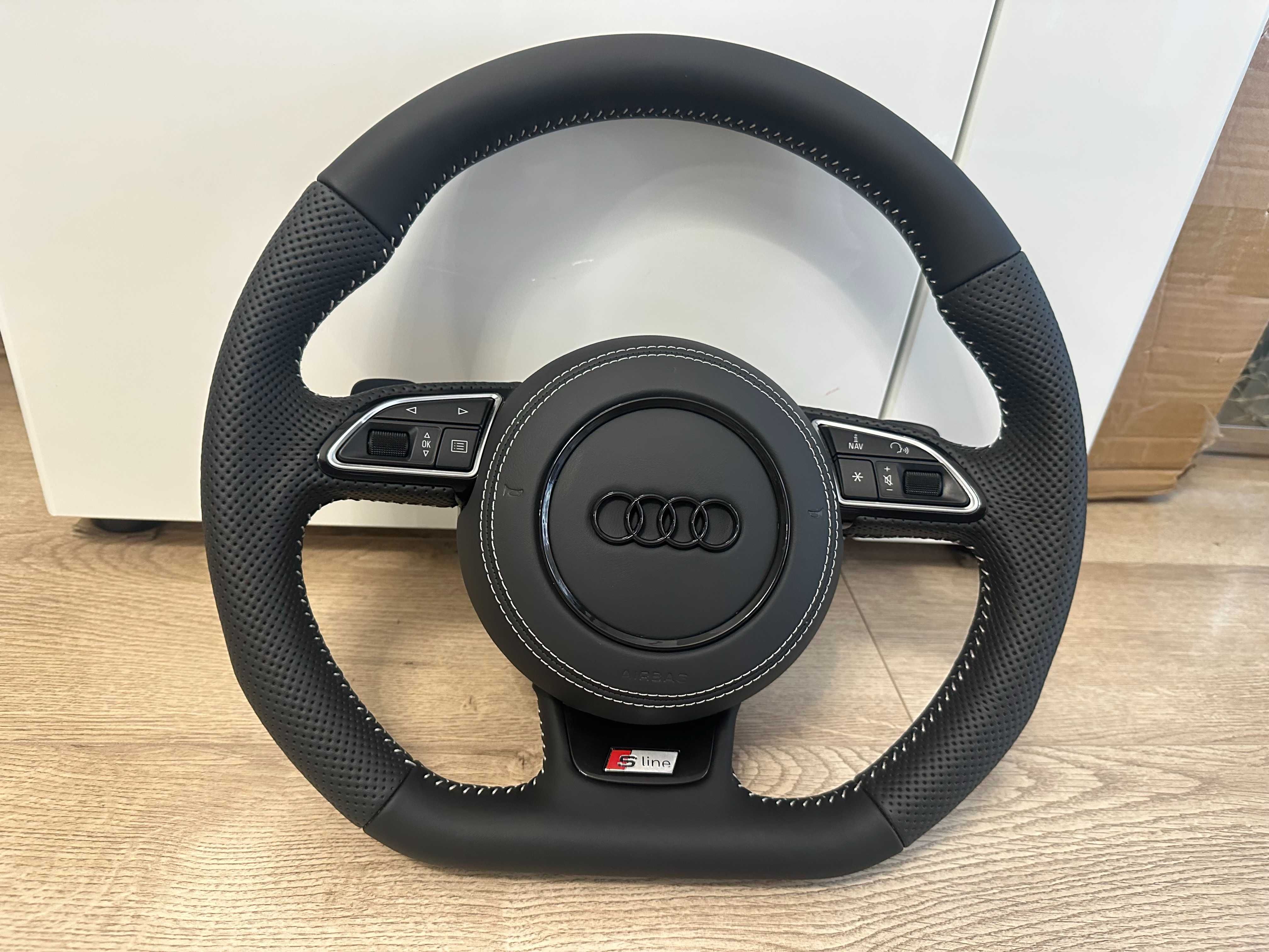 Kierownica Audi A6 C7 A7 S-LINE Ścięta NOWA Łopatki AIRBAG A4 B8 A3 8V