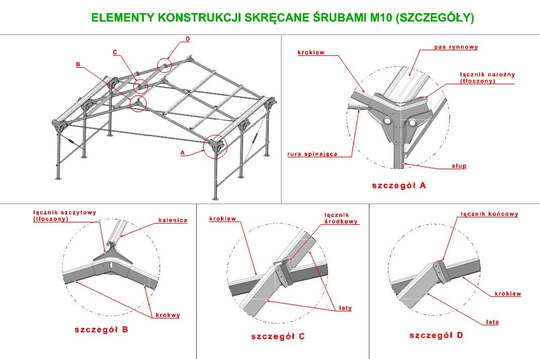 Konstrukcja stalowa ocynkowana modułowa 6.5x6 Hala wiata