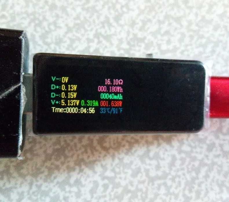 Тестер USB цветной 180 градусов поворот дисплея Atorch ваттметр ЮСБ