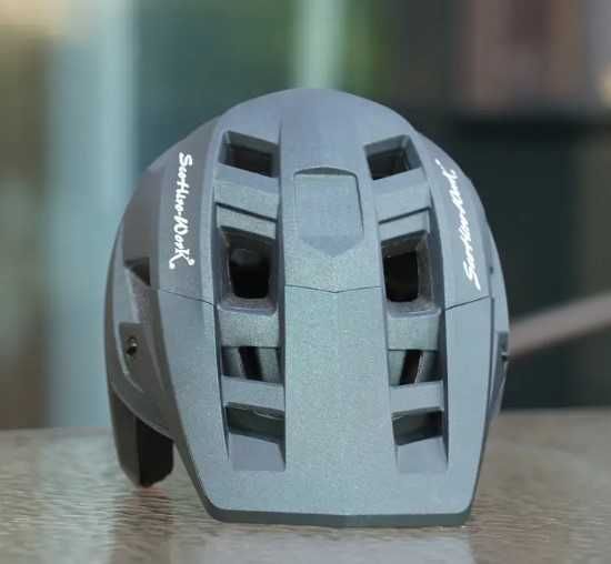 *  Kask rowerowy MTB Enduro  Szaro-czarny 3/4 jak FOX DropFrame