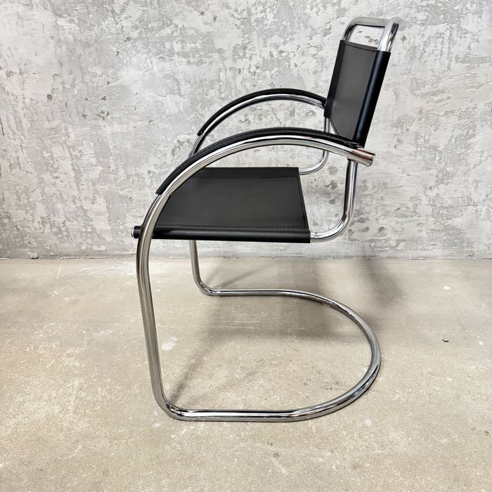 Fotel Bauhaus Marcel Breuer / Mart Stam – chrom, skóra, Made in Italy