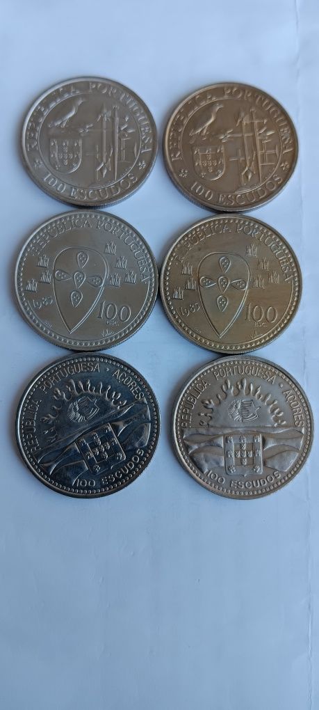 6 lindas moedas de 100 escudos