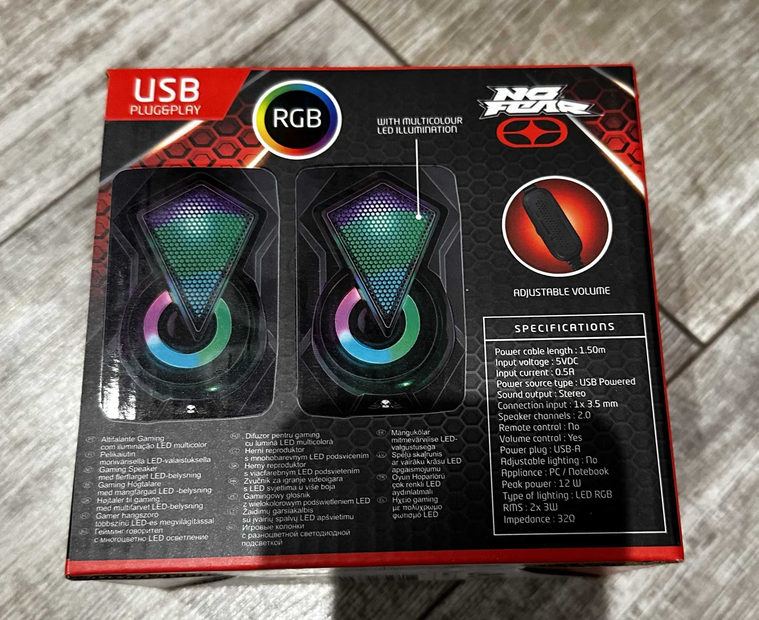 Głośniki komputerowe No Fear rgb usb, aux