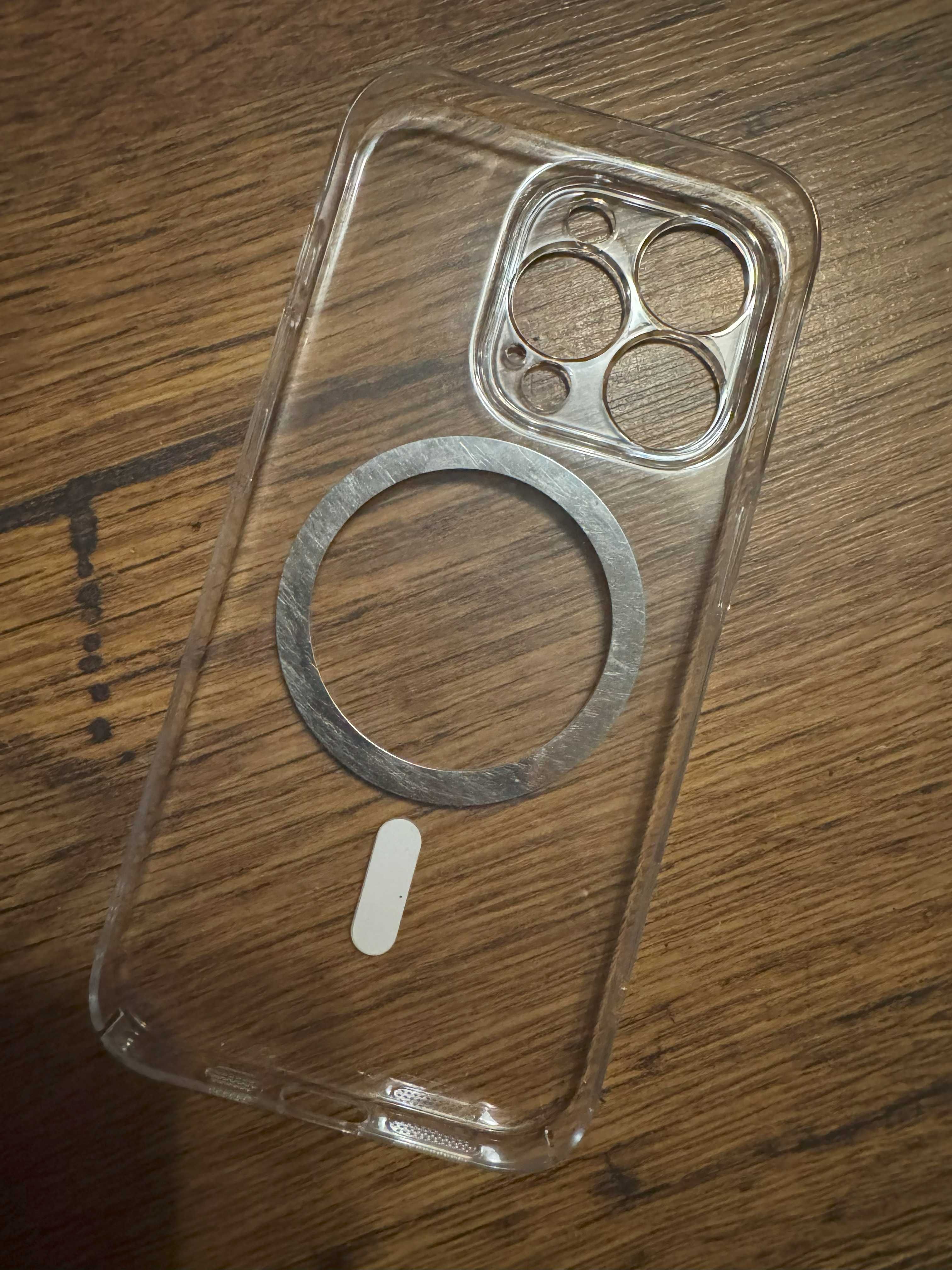 Etui przezroczyste, białe, Iphone 15 pro, magsafe, magnes