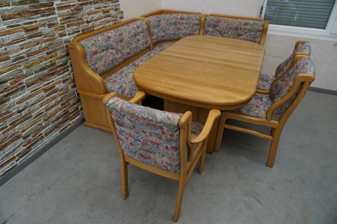 BIG Narożnik Kuchenny + Stół Rozkładany + 3 krzesła Mega Wygodny w-960