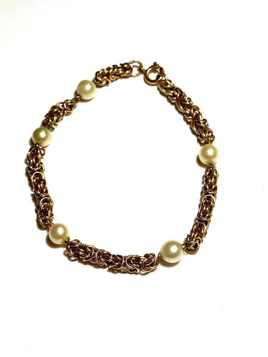 Pulseira de ouro 19.2k de malha de elos entrelaçados