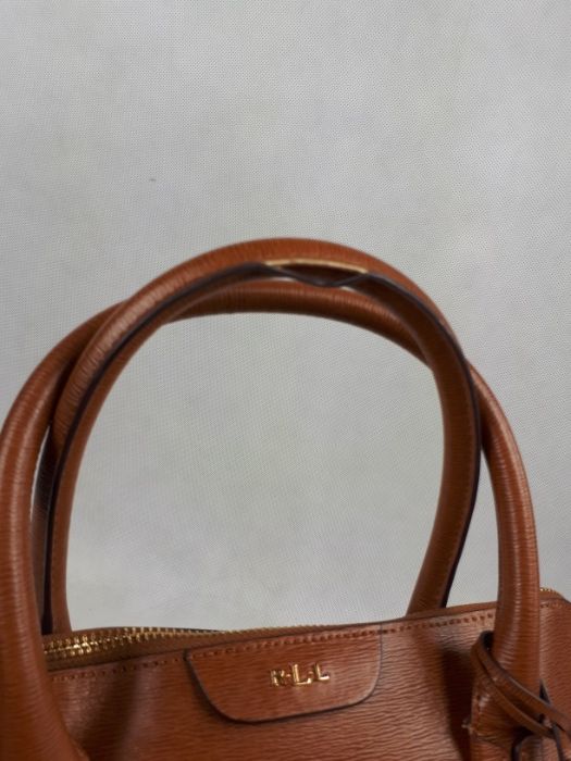 Ekskluzywna torebka RALPH LAUREN brązowa koniakowa kuferek elegancka