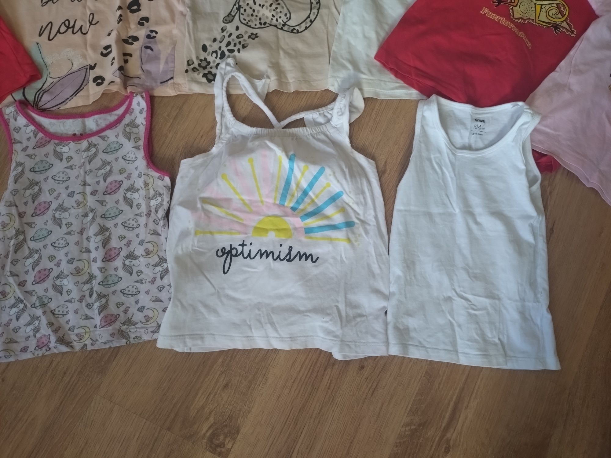 6 x T-shirt+ 3 x koszulka bez rękawów dla dziewczynki rozmiar 98