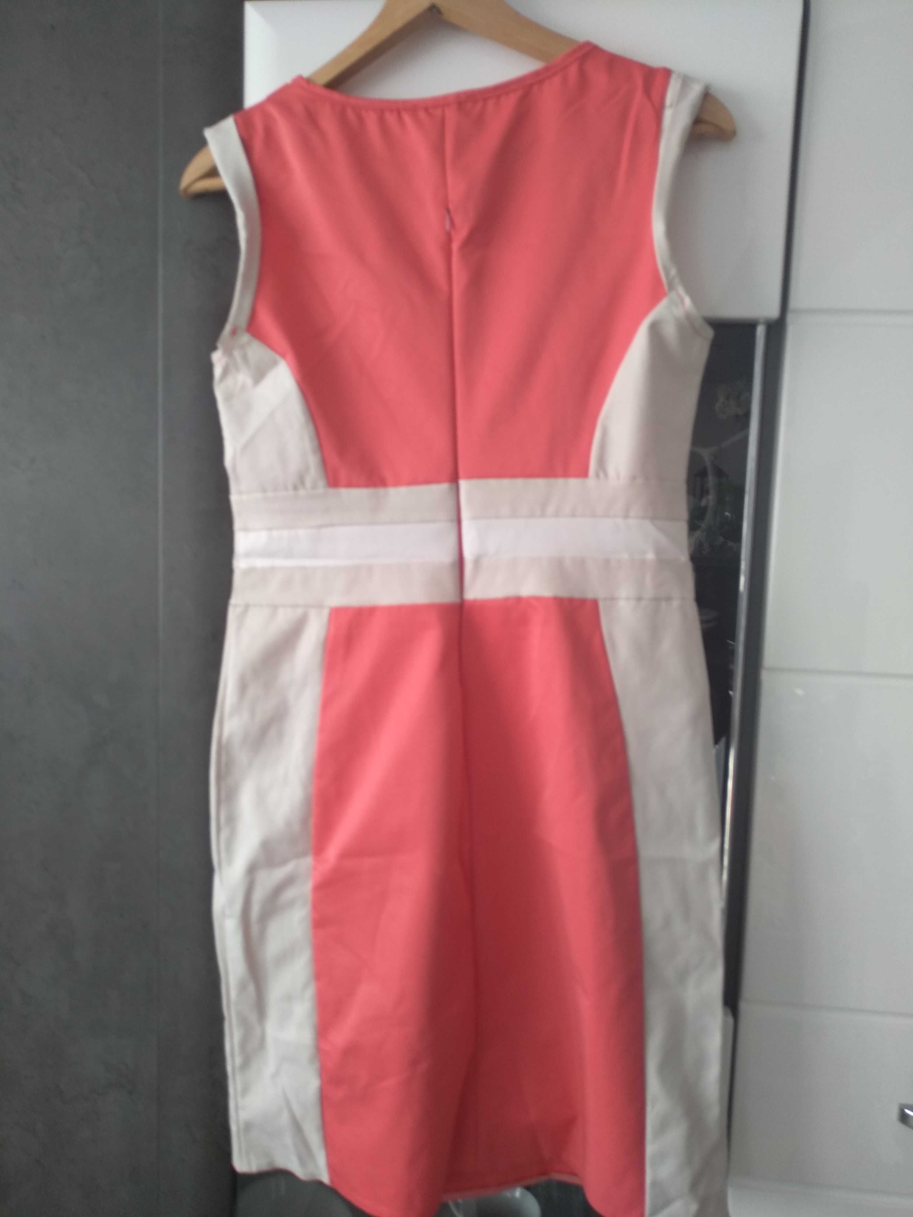 sukienka wesele wyjściowa elegancka XL bawełna + elastan koralowa