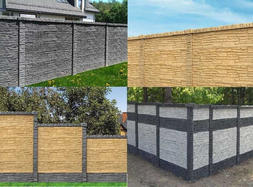 Ogrodzenie DWUSTRONNE BETONOWE niebarwione  1,56m piaskowiec