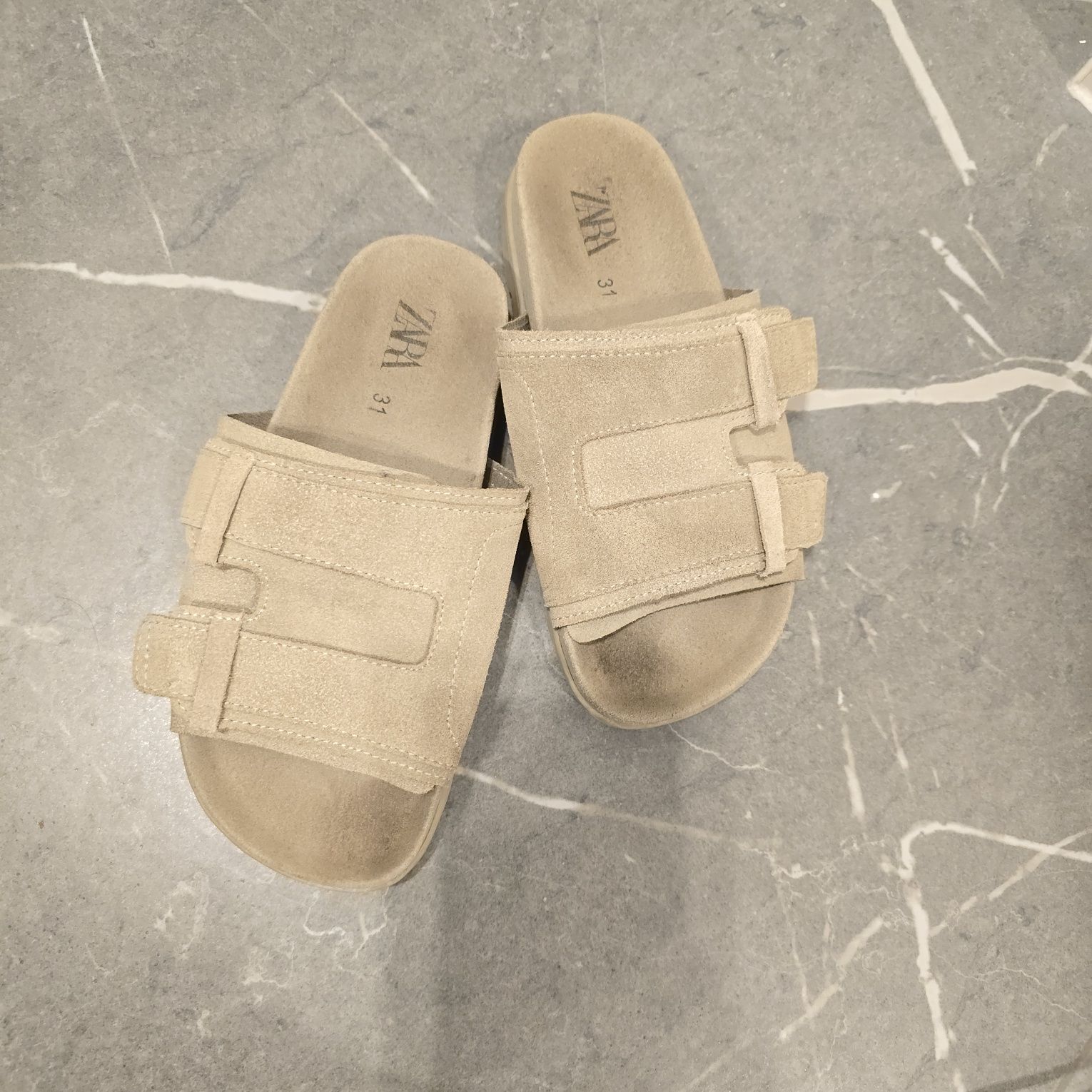 Zara skórzane sandały zamszowe modne 31