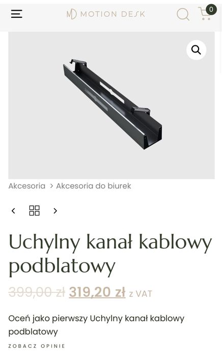 Uchylny kanał kablowy podblatowy MOTION DESK