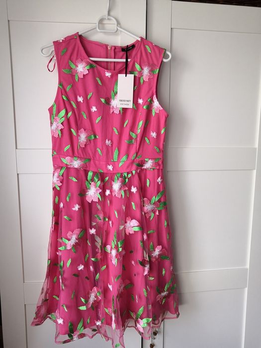 Piekna tiulowa Sukienka Orsay rozowa fuksja kwiaty Nowa wesele