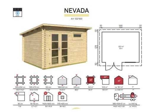 Casa de Madeira para Jardim 9.2m2 -  Modelo NEVADA