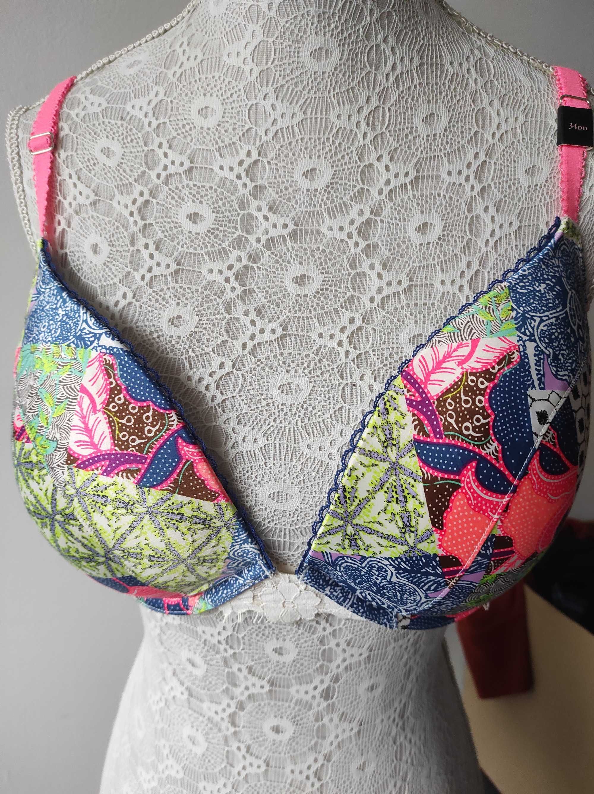 Victoria's Secret kolorowy biustonosz 75DD push-up