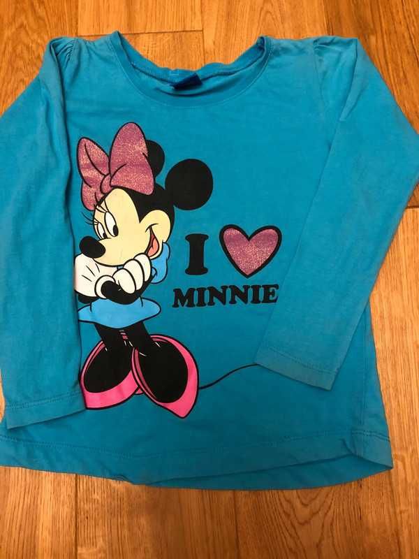 Bawełniana niebieska bluzka  z Minnie Mouse, 110cm. 10,00zl