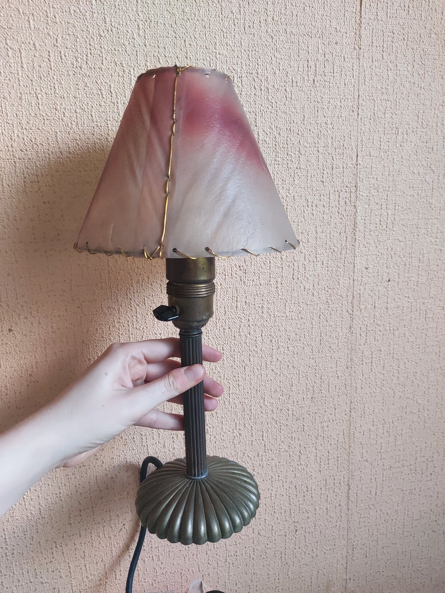 Lampka mosiezna stara z abazurem