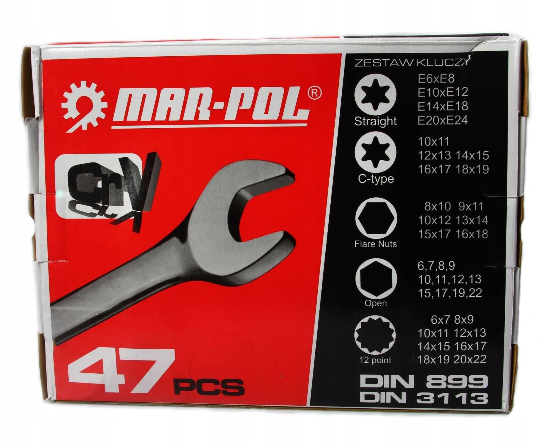 Klucze płasko-oczkowe Mar-Pol m58140 elementów 47