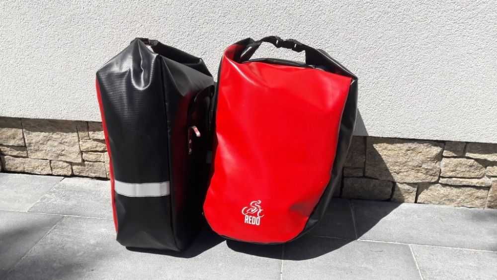 Sakwy rowerowe czerwone 16l REDO pcv torby na rower