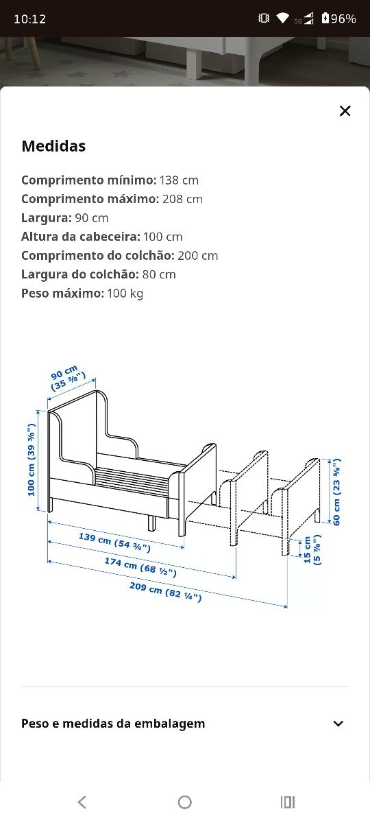 Cama estencivel para criança