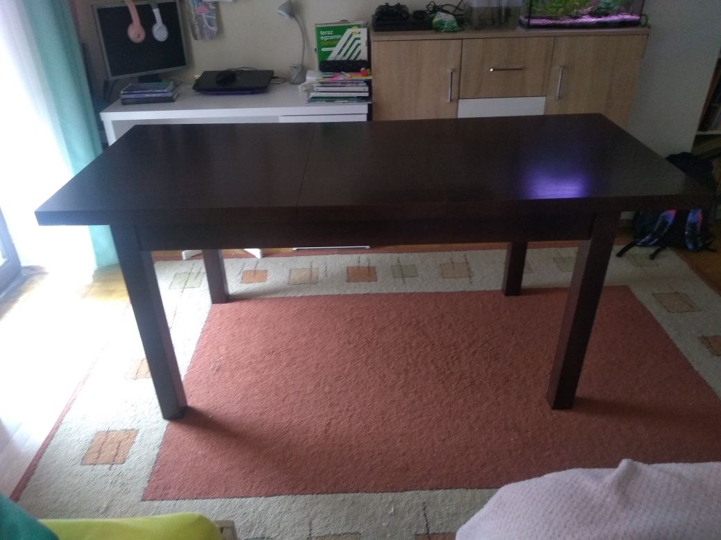 Stół drewniany rozsuwany ciemny brąz 140x80