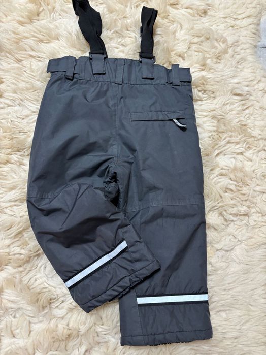 Spodnie zimowe szelki podkoszulka termiczna czapka z uszkami zestaw 92