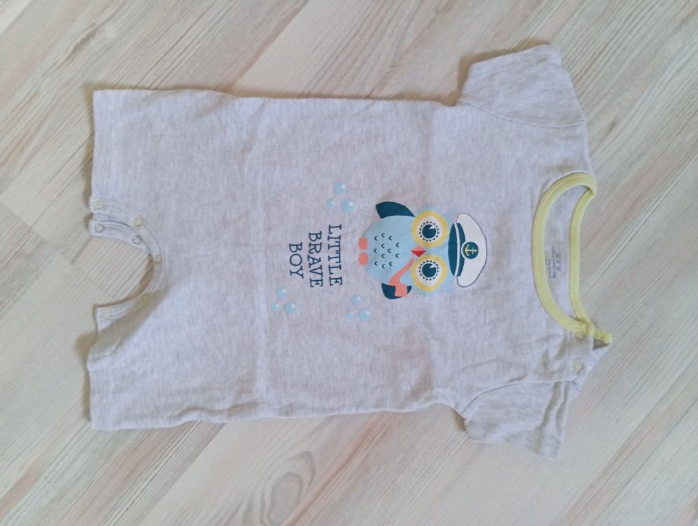 Rampers unisex wiosna lato sowa rampersy szary 86 print