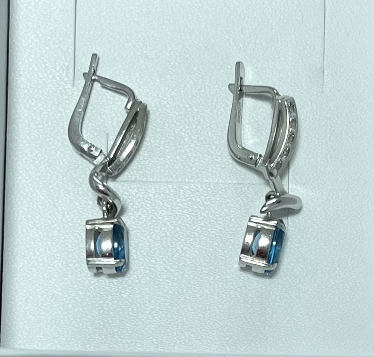 Золотые серьги с бриллиантами и топазами, Кюз