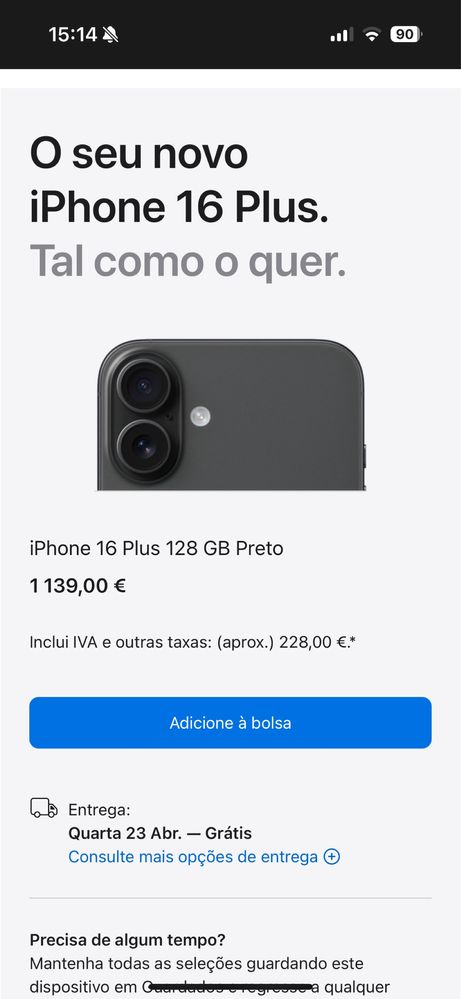 IPhone 16 Plus 128Gbs Preto