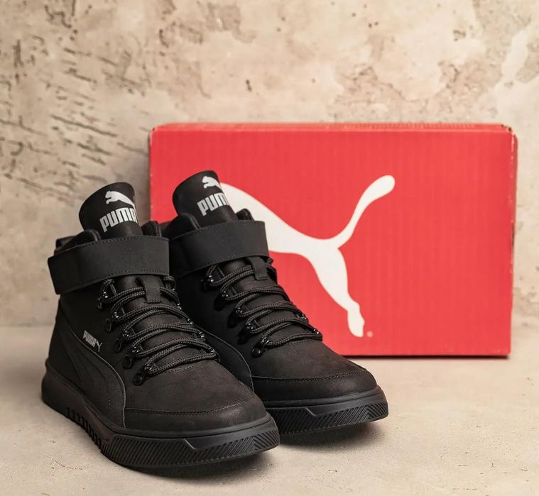 ТОП. Зимние кроссовки на меху мужские Puma, кожаные ботинки на зиму