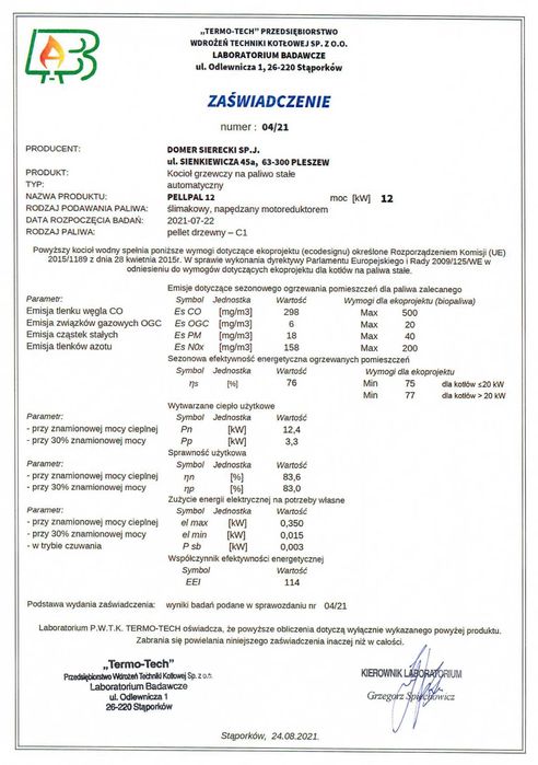 Kocioł 12KW piec na pellet PELLPAL