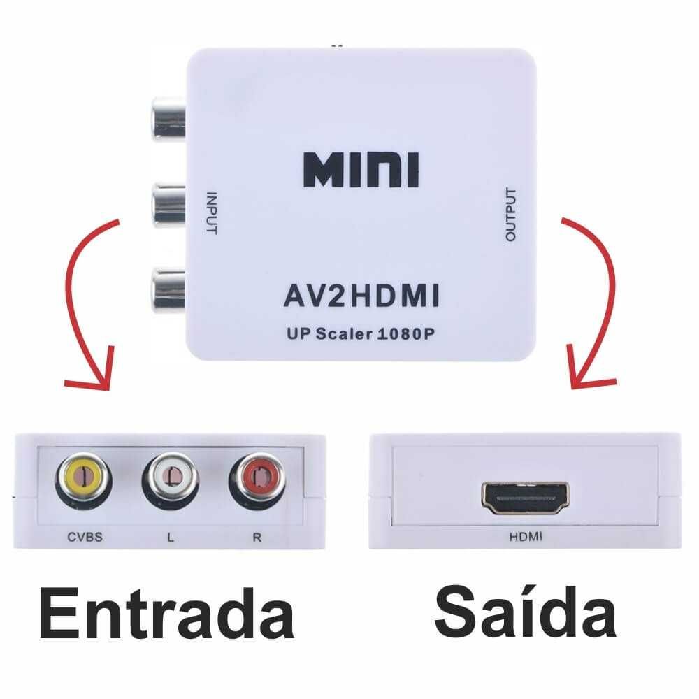 Conversor Adaptador AV para HDMI Entrada AV/RCA - Saída HDMI (AV-HDMI)