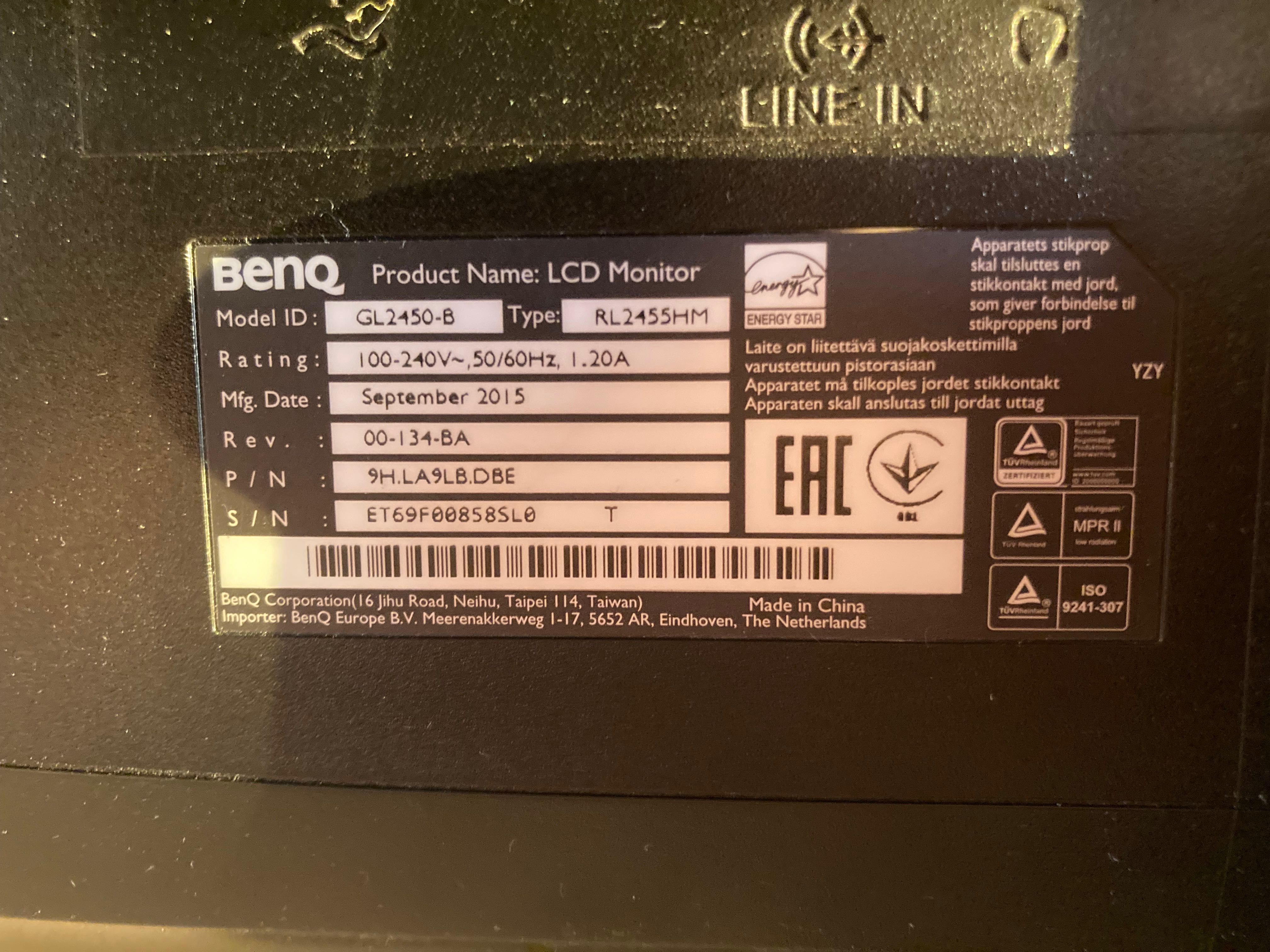 Monitor BenQ RL2455HM
