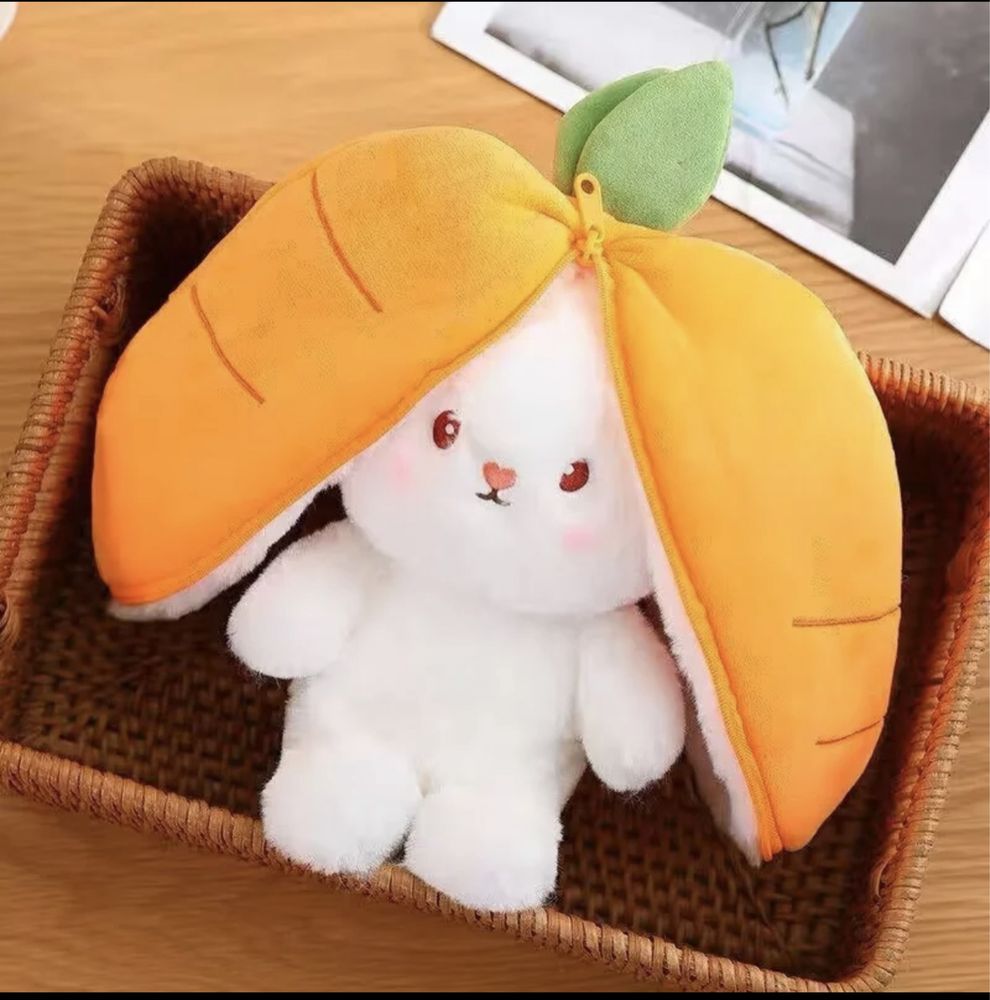 Мягкая игрушка для детей кролик клубничка морковка