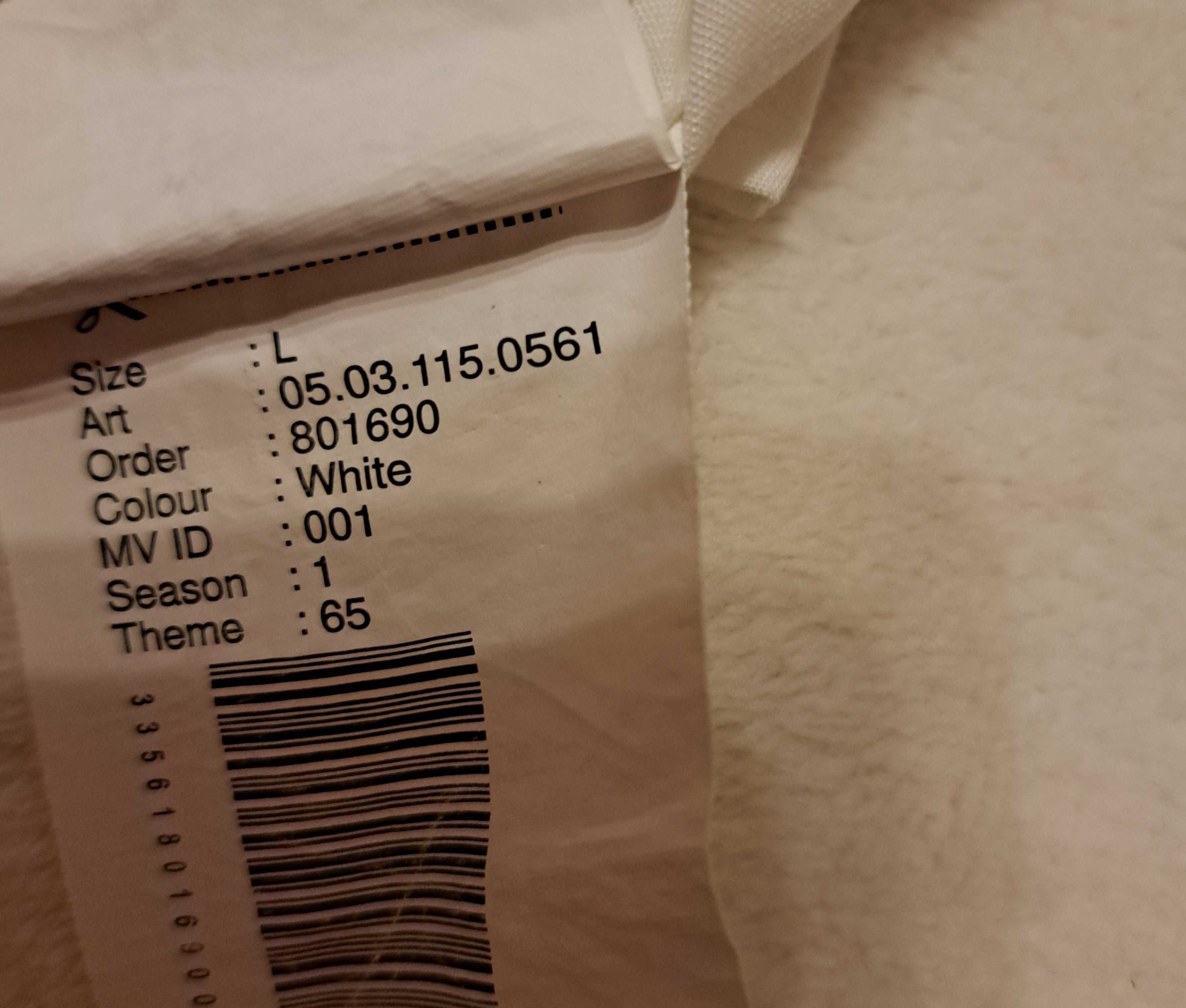 Koszula biała z niebieskimi wstawkami krótki rękaw, roz.  L Slim fit