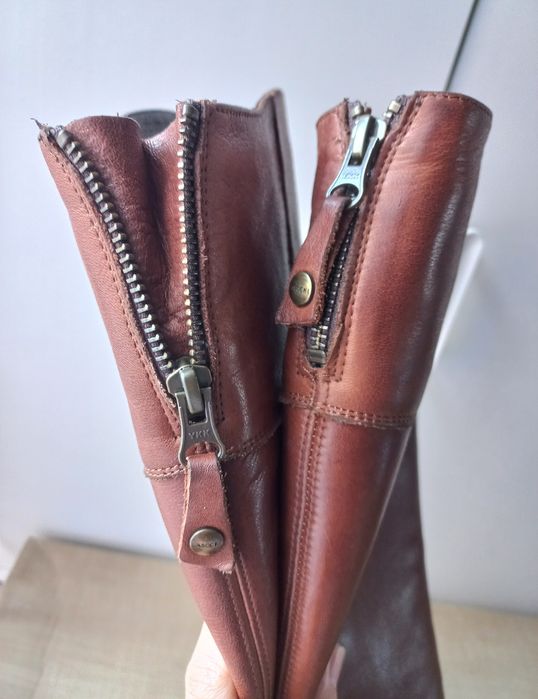 Lasocki skórzane oficerki 38 wysokie kozaki do kolan skóra naturalna