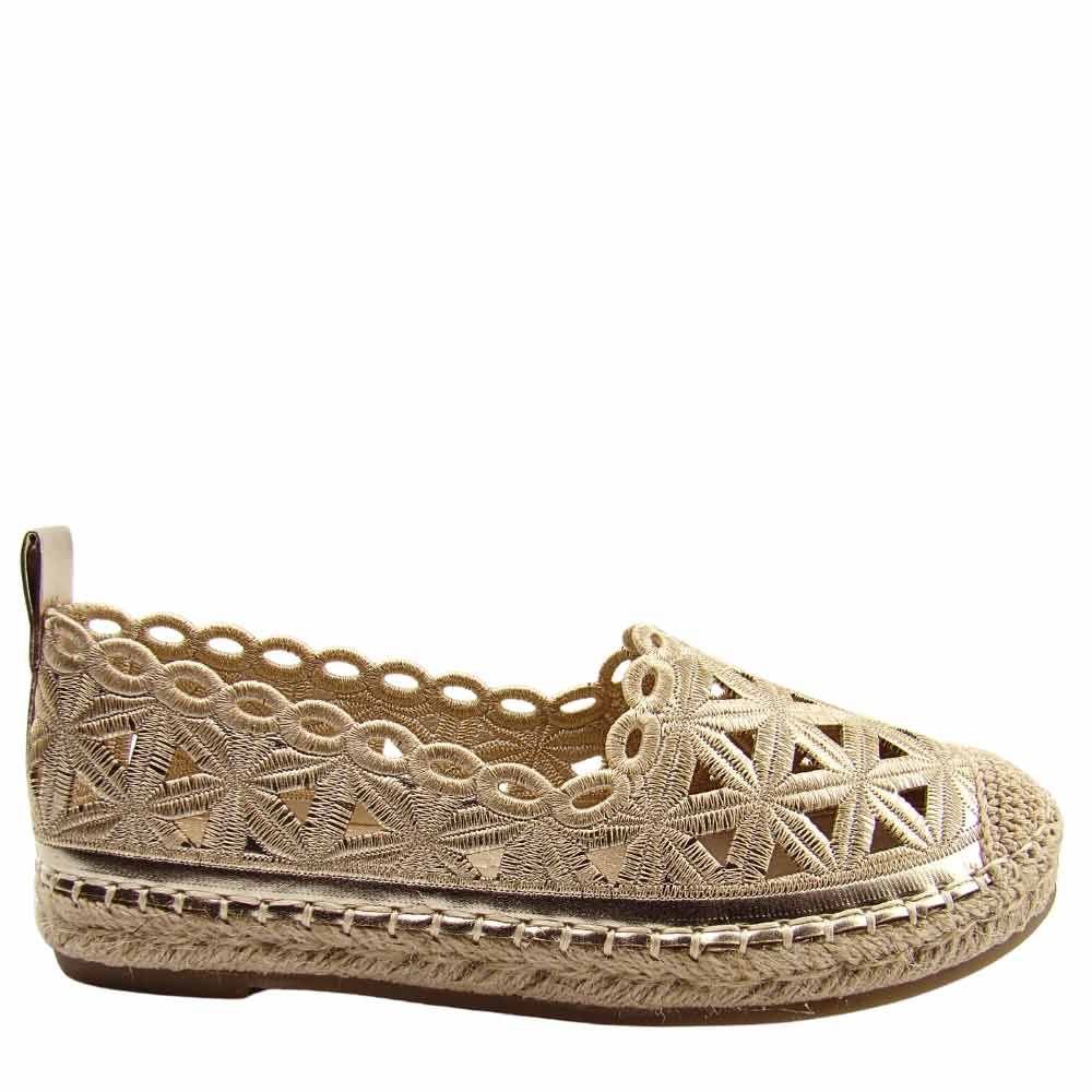 r.39 Potocki 16348 damskie espadryle ażurowe złote