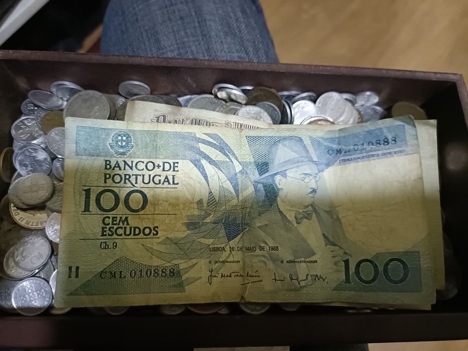 Lote moedas antigas e 4 notas