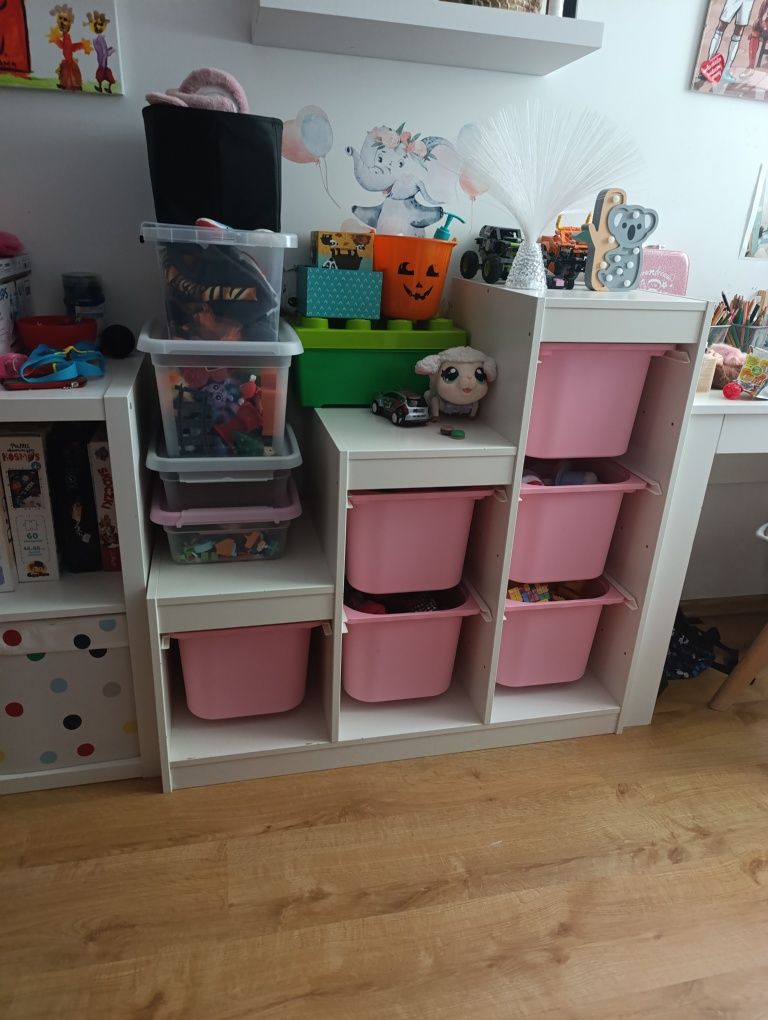 Ikea Trofast Regał Biały 6 Pojemników Różowy